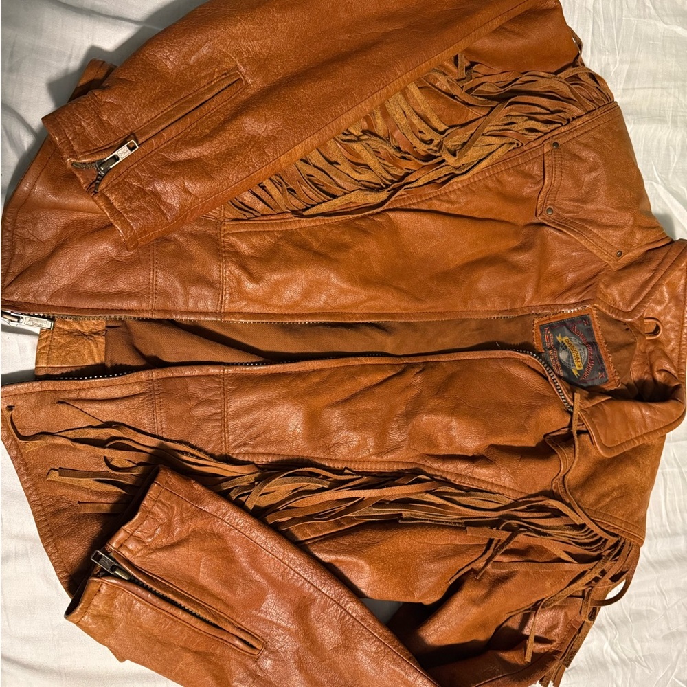 Brown Leather Fringe Jacket